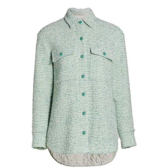 NWT $1695 St. John Eyelash Slub Tweed Knit Collar Quilted Jacket Shacket S - Picture 2 of 16